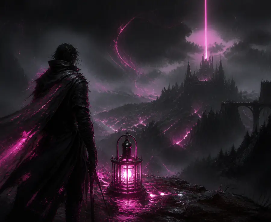 Loose fantasy landscape concept created from a short image prompt