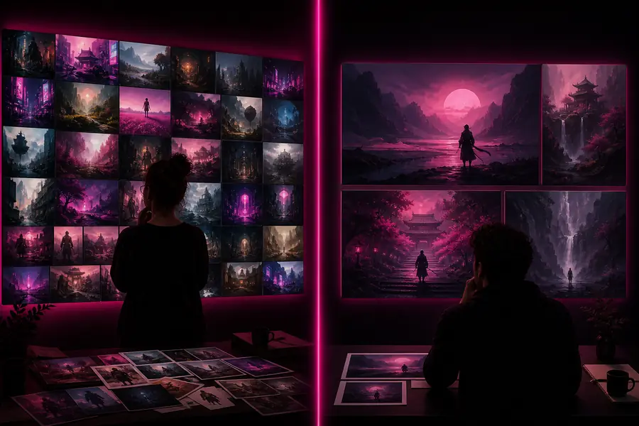 AI-generated creative comparison artwork
