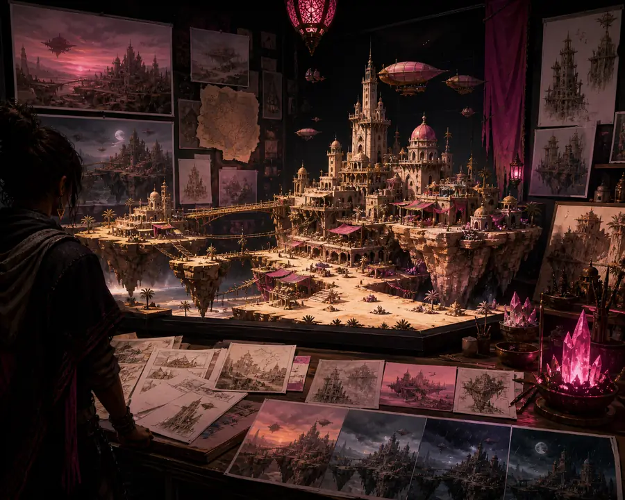 Refined visual concept showing a cohesive cinematic world